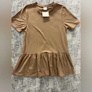 Elegant Tan Women's Peplum Top